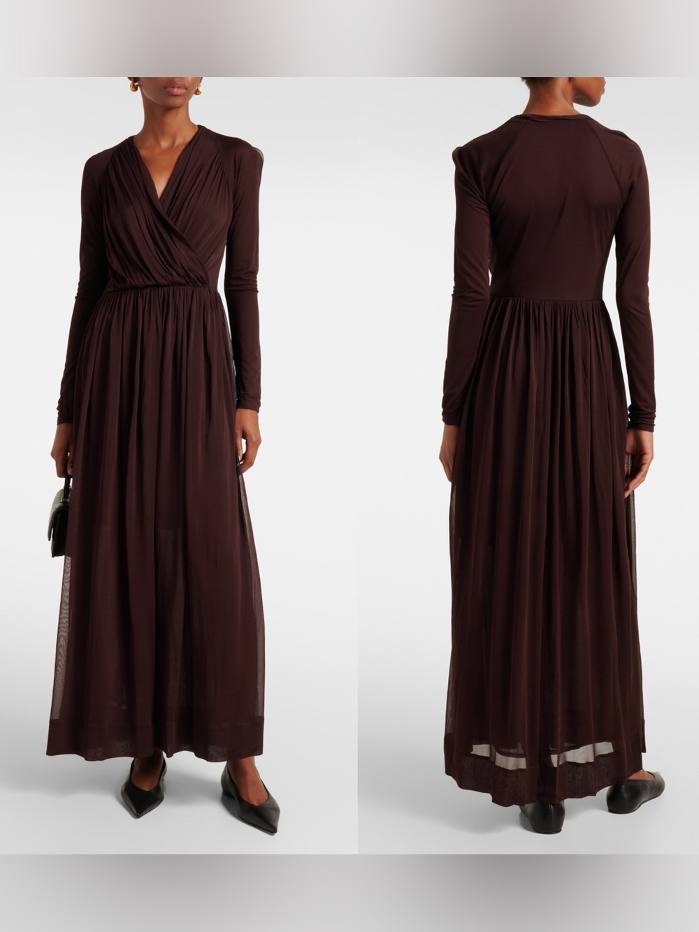 NWT Tory Burch Wrap-effect gathered jersey midi dress 4 - Picture 3 of 12
